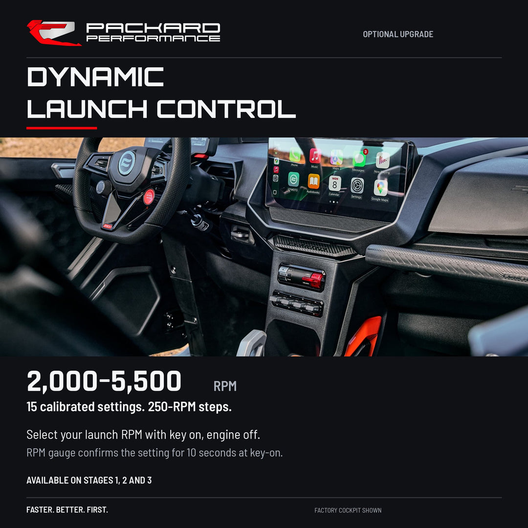 Dynamic Launch Control — 2,000 to 5,500 rpm in 250-rpm steps
