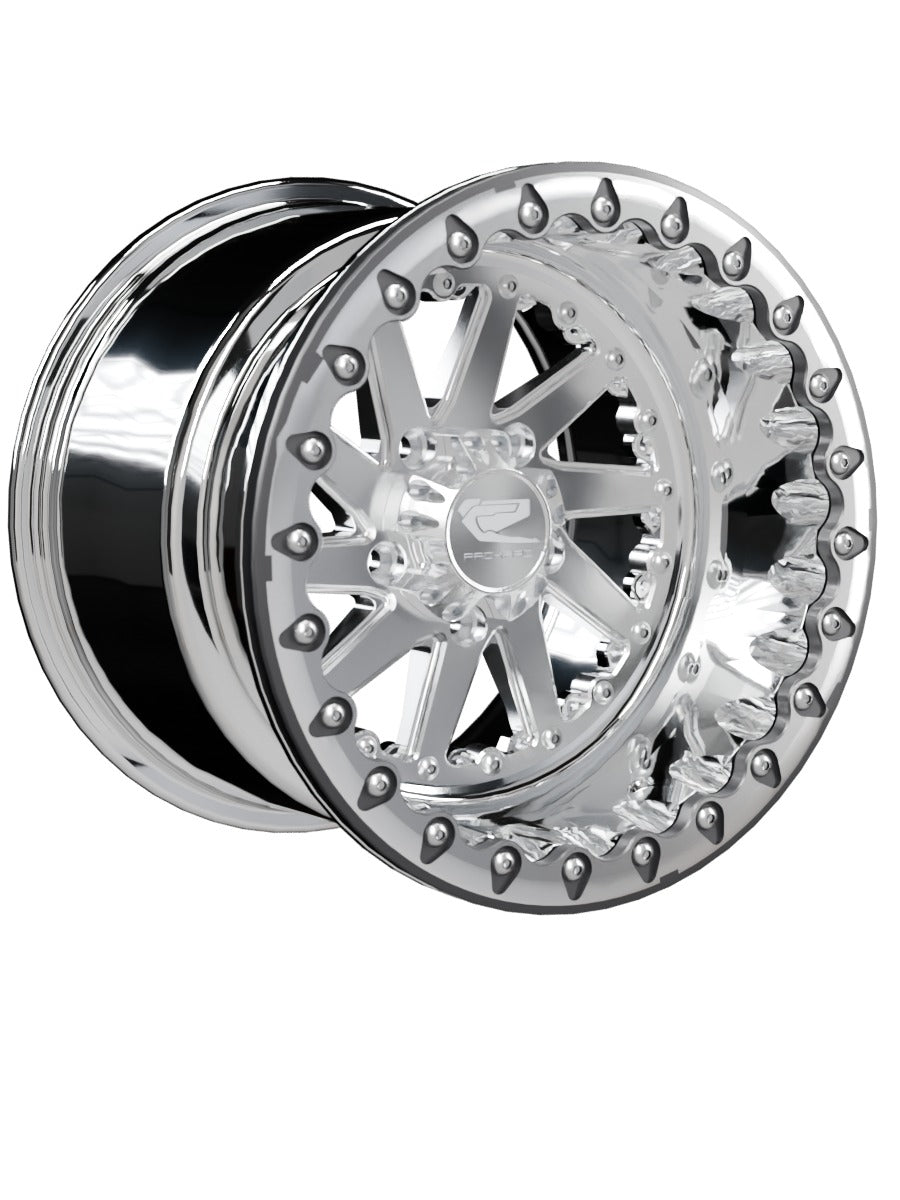 Cyclone - FF Forged Polished Beadlock - Silver RZR Pro R 5x4.5 - 15x11 | 5x4.5 / Contrast Machined V.1