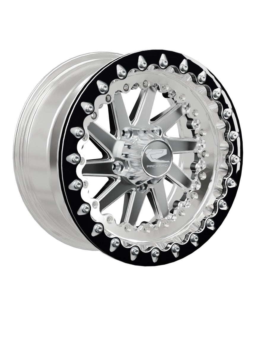 Cyclone - FF Forged Polished Beadlock - Silver RZR Pro R 5x4.5 - 15x7 | 5x4.5 / Contrast Machined V.1 / Spinner cap