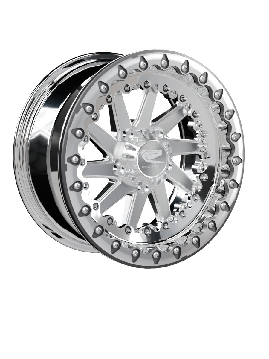 Cyclone - FF Forged Polished Beadlock - Silver RZR Pro R 5x4.5 - 15x7 | 5x4.5 / Contrast Machined V.1