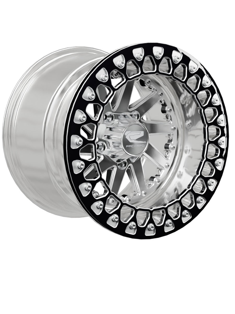 Cyclone - FF Forged Polished Beadlock - Silver RZR Pro R 5x4.5 - 15x11 | 5x4.5 / Contrast Machined V.2 / Spinner cap