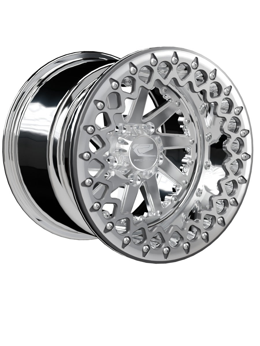 Cyclone - FF Forged Polished Beadlock - Silver RZR Pro R 5x4.5 - 15x11 | 5x4.5 / Contrast Machined V.2
