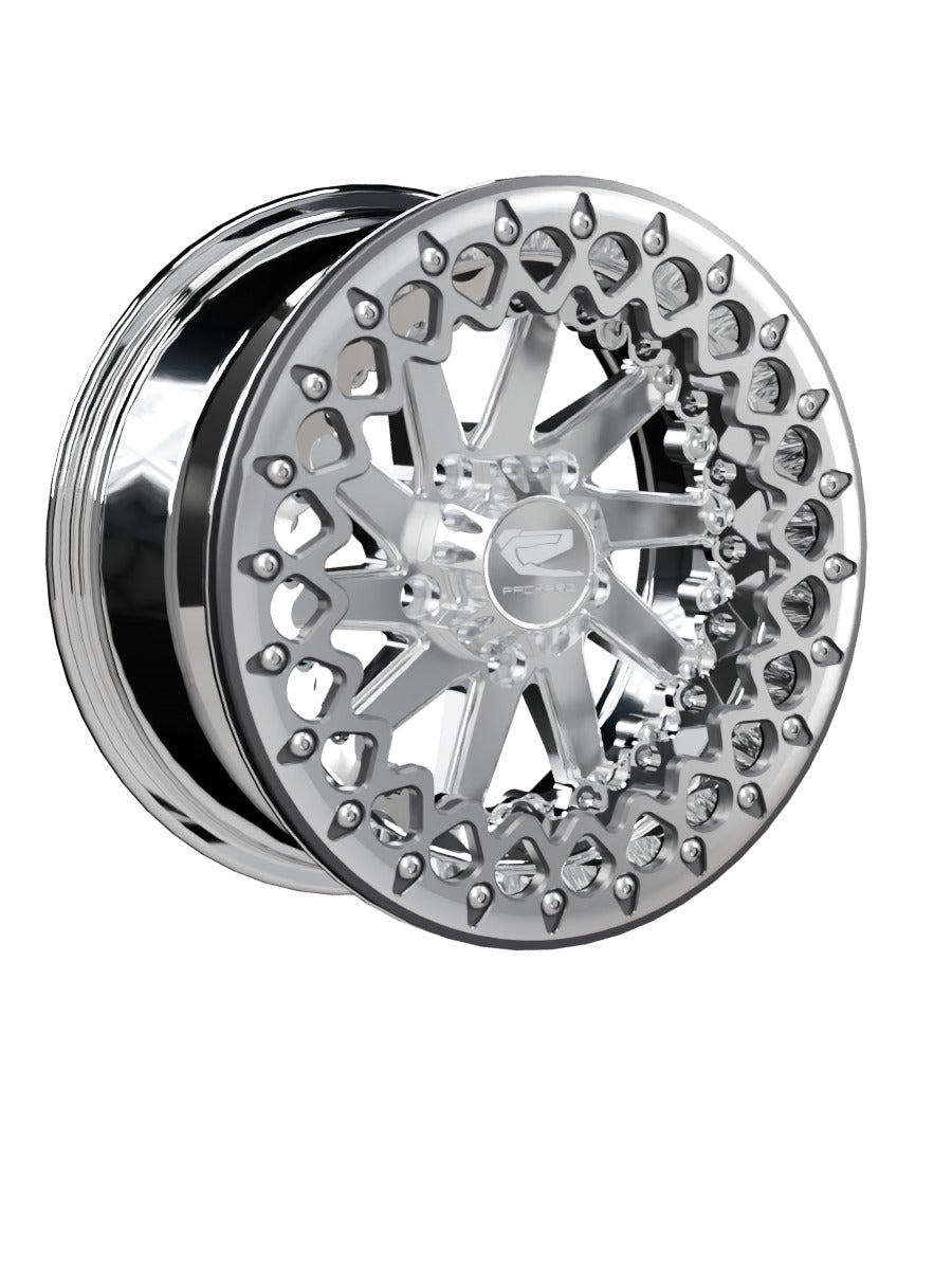 Cyclone - FF Forged Polished Beadlock - Silver RZR Pro R 5x4.5 - 15x7 | 5x4.5 / Contrast Machined V.2