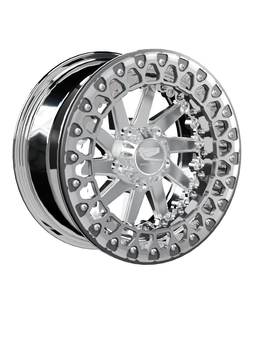 Cyclone - FF Forged Polished Beadlock - Silver RZR Pro R 5x4.5 - 15x7 | 5x4.5 / Contrast Machined V.3