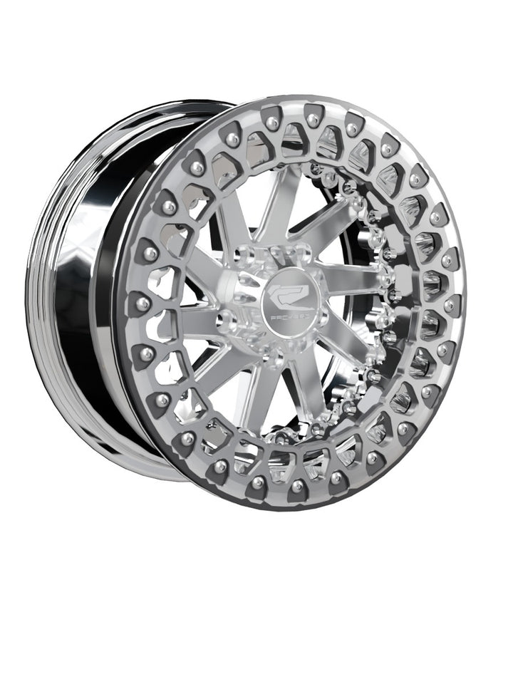 Cyclone - FF Forged Polished Beadlock - Silver RZR Pro R 5x4.5 - 15x7 | 5x4.5 / Contrast Machined V.3