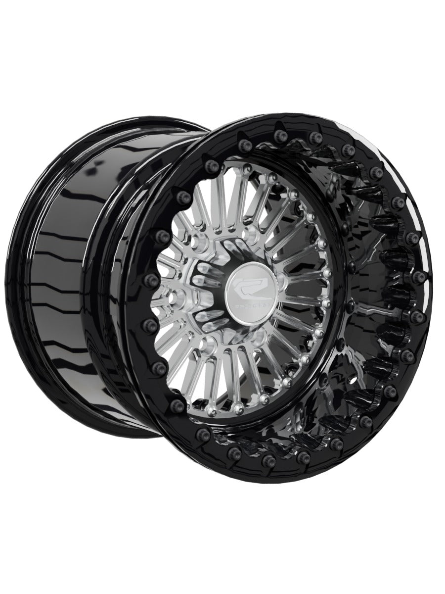 Import Beadlock — Silver Maverick R 6x139.7 — 15x11 | 6x139.7 / Gloss Black V.1 with spinner cap