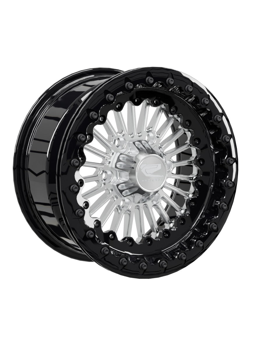 Import Beadlock — Silver Maverick R 6x139.7 — 15x7 | 6x139.7 / Gloss Black V.1 with spinner cap