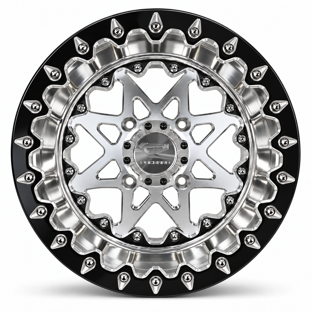 Packard V2, silver center, polished barrel, Contrast Machined V.1 — front view