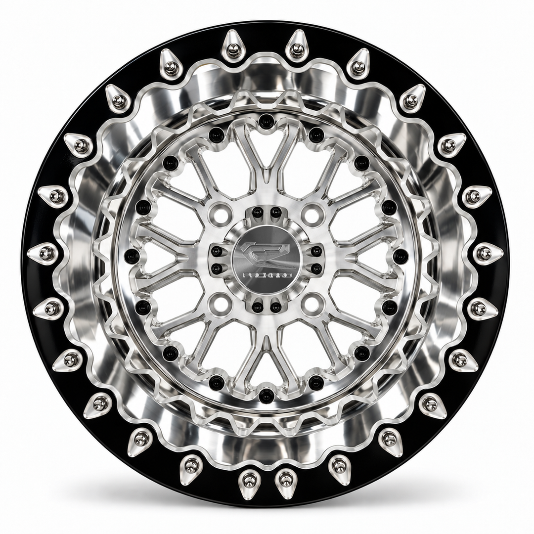 Packard Wishbone, silver center, polished barrel, Contrast Machined V.1 — front view