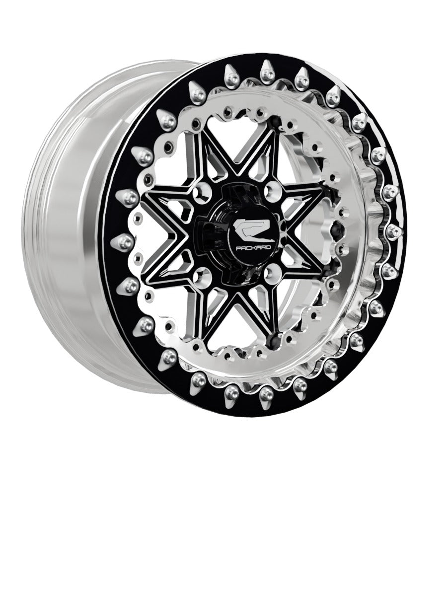 V2 Super Star - FF Forged Polished Beadlock - Gloss Black - 15x7 | 4x136 / Contrast Machined V.1