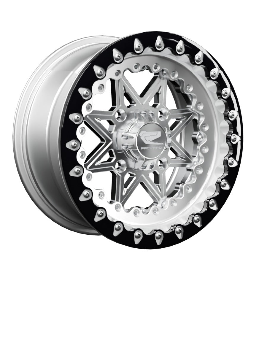 V2 - FF Forged Polished Beadlock - Silver - 15x7 | 4x136 / Contrast Machined V.1