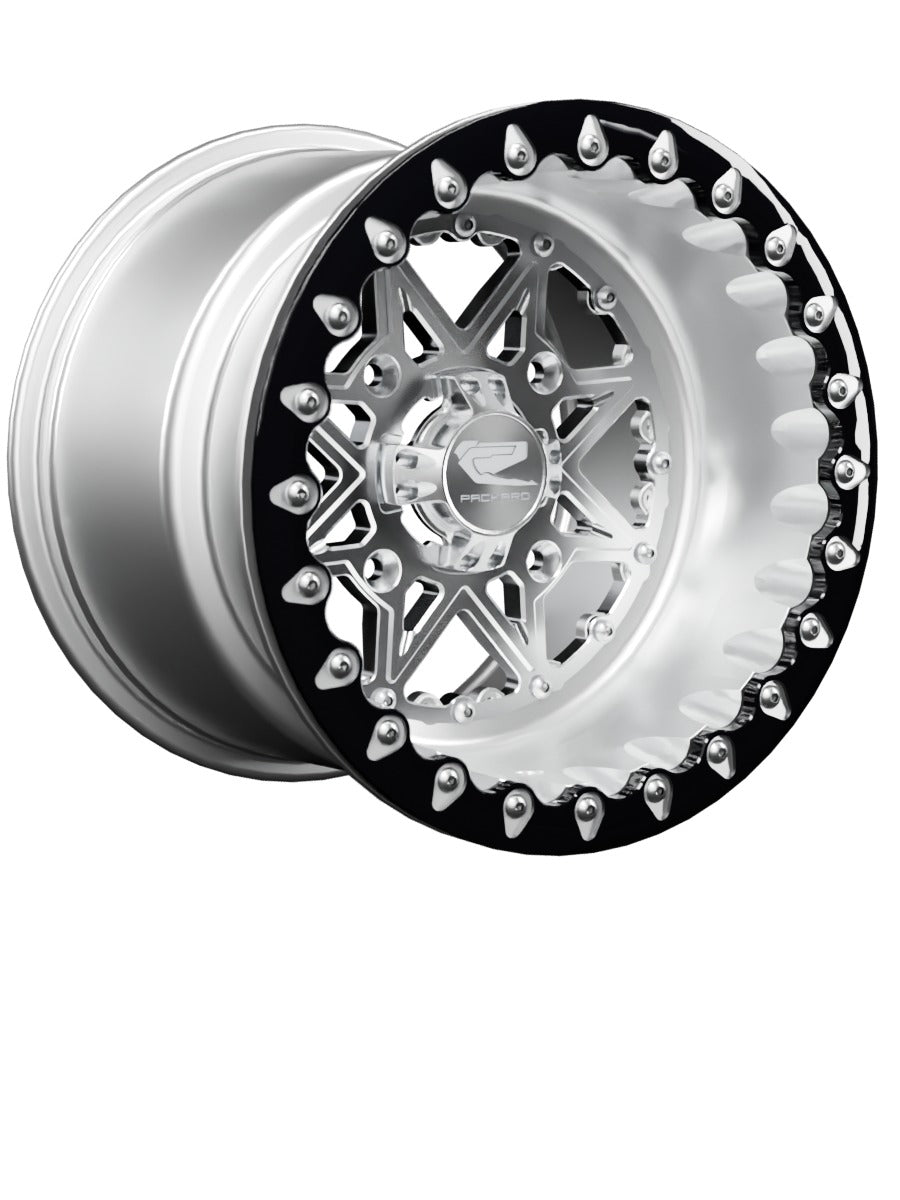 V2 - FF Forged Polished Beadlock - Silver - 15x11 | 4x156 / Contrast Machined V.1