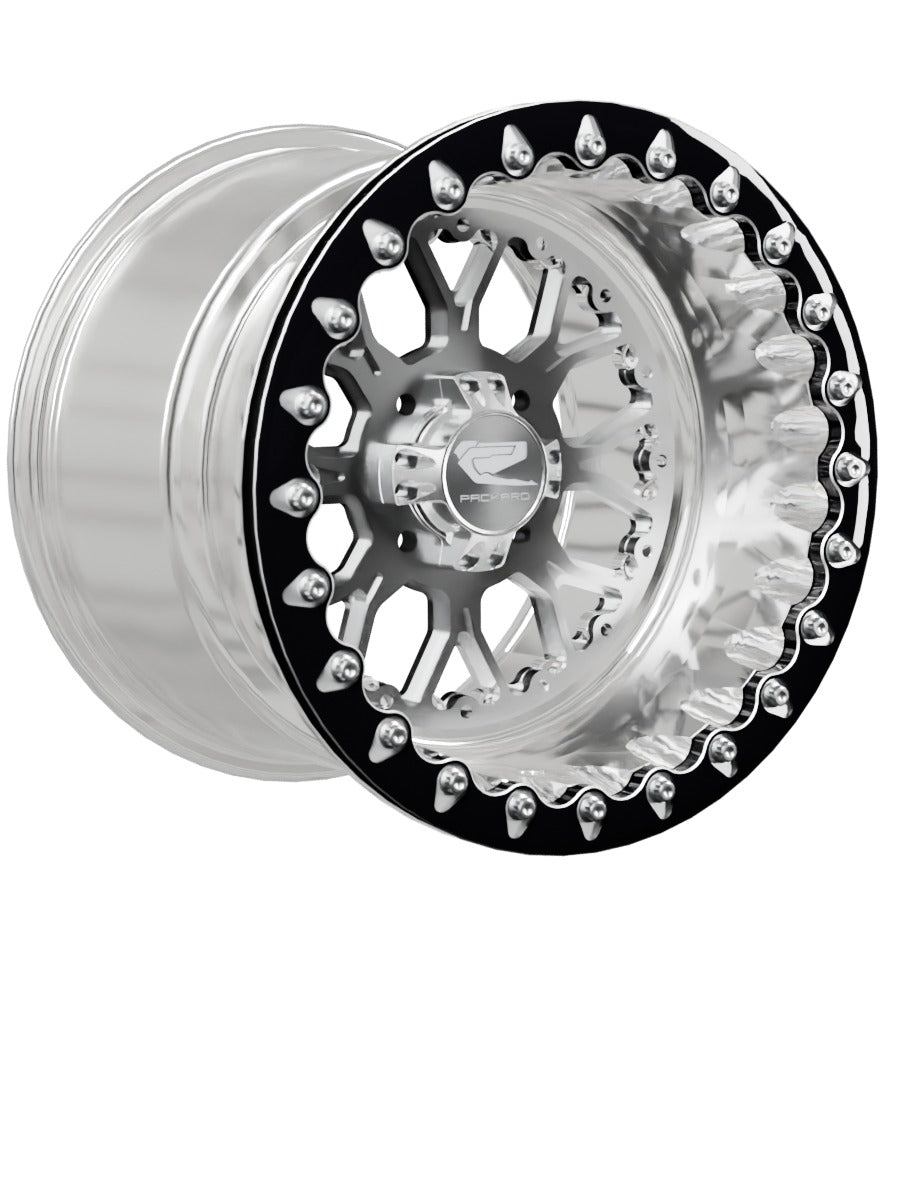 Wishbone - FF Forged Polished Beadlock - Silver 4x110 - 15x11 | 4x110 / Contrast Machined V.1 / No