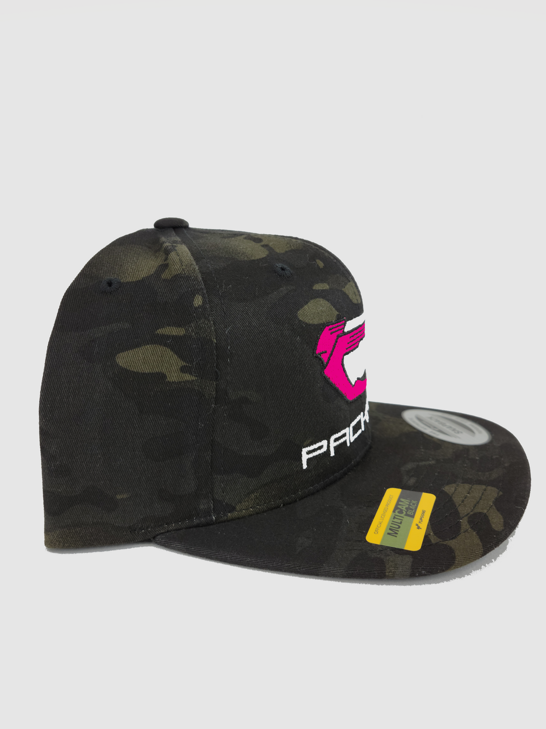 Embroidered SnapBack Flat Brim Pink/White Logo